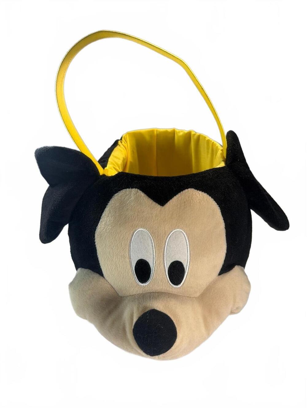 Plush Mickey Mouse Candy Bucket 3D Basket with Handle Disney Halloween